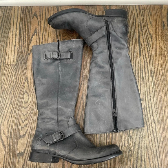 Born gray leather knee high riding boots size 6 - Picture 8 of 8